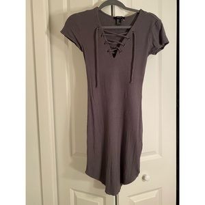 Grey lace up dress